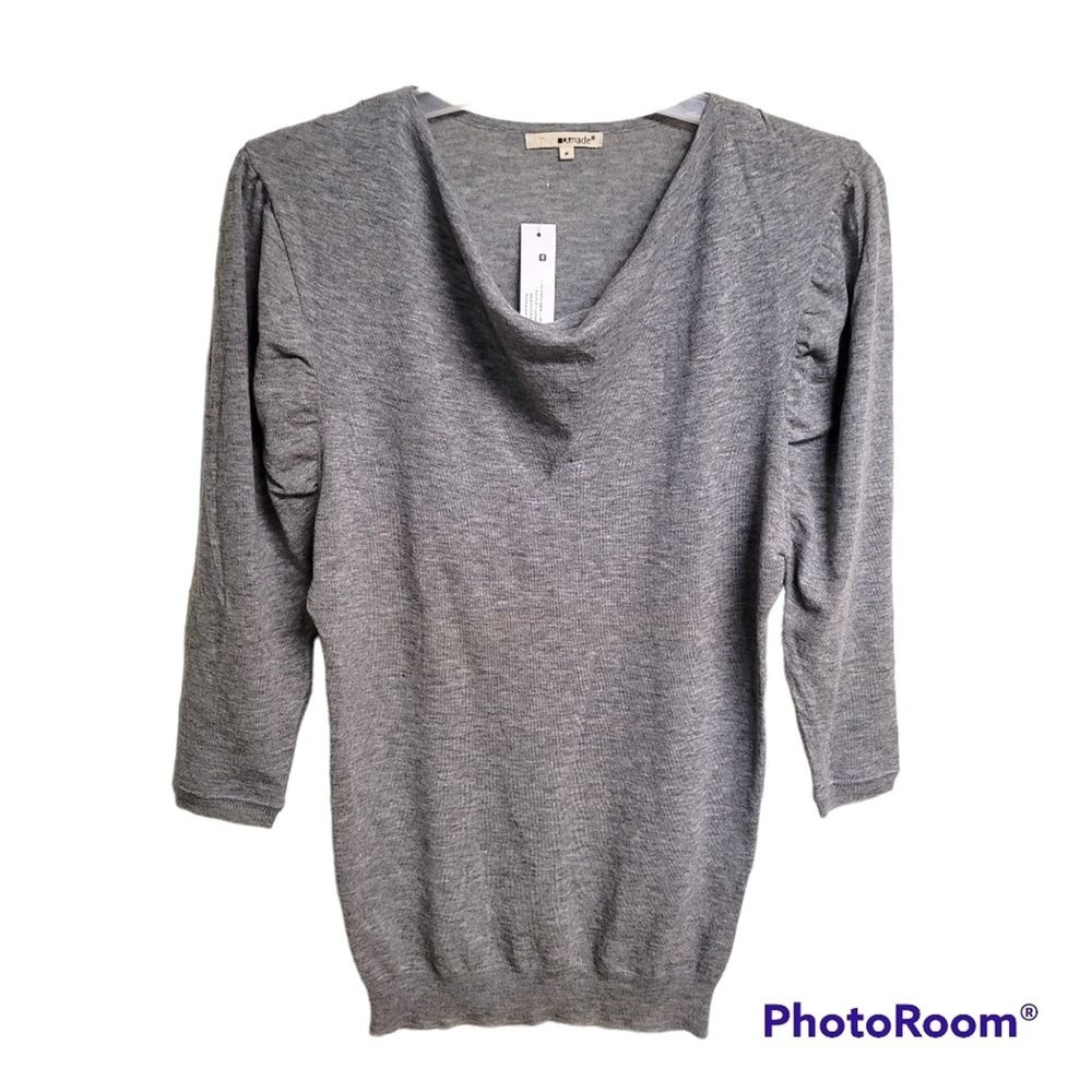 Lamade Heather Grey Wool And Cashmere Cowl‎ Neck Sweater Top Women's Size Medium